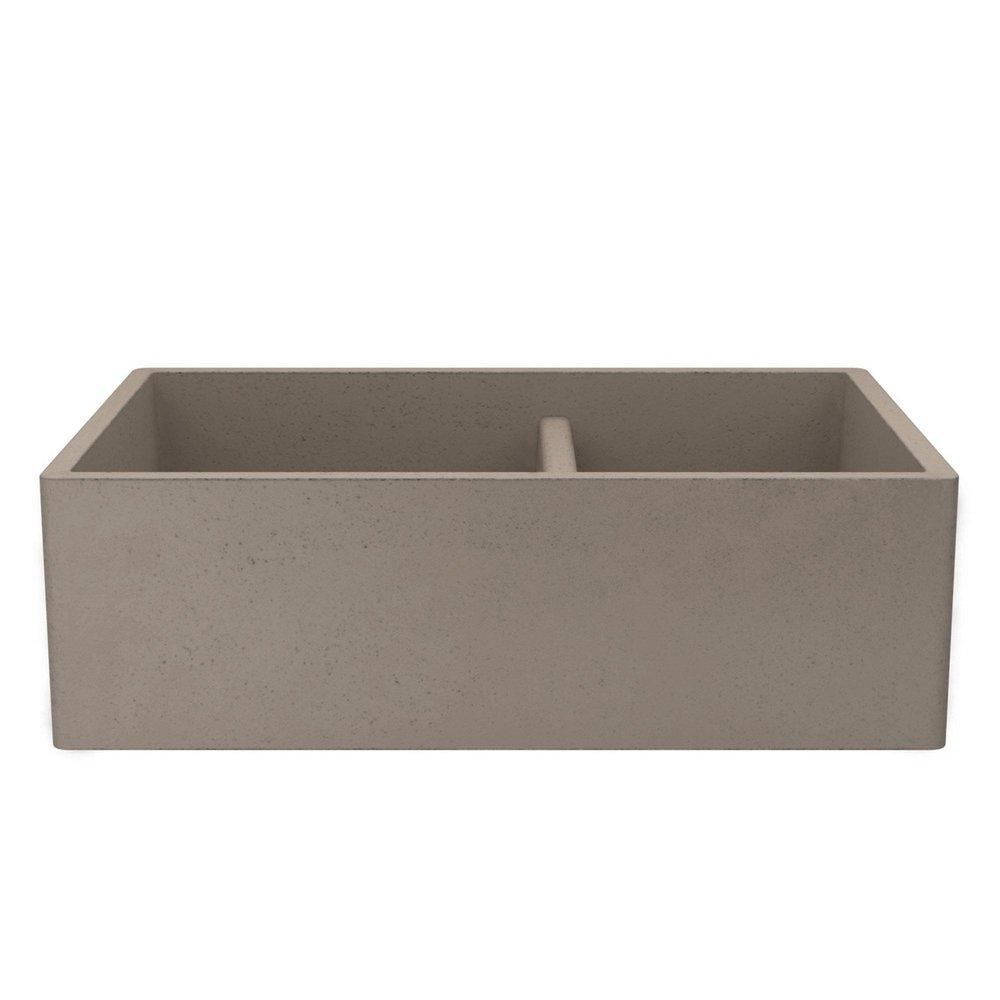 Native Trails Earth 33 x 21 in. Concrete Double Bowl Farmhouse Kitchen Sink 