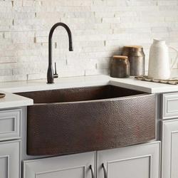 33 in. Undermount Farmhouse Copper Single Bowl Kitchen Sink in Antique Copper