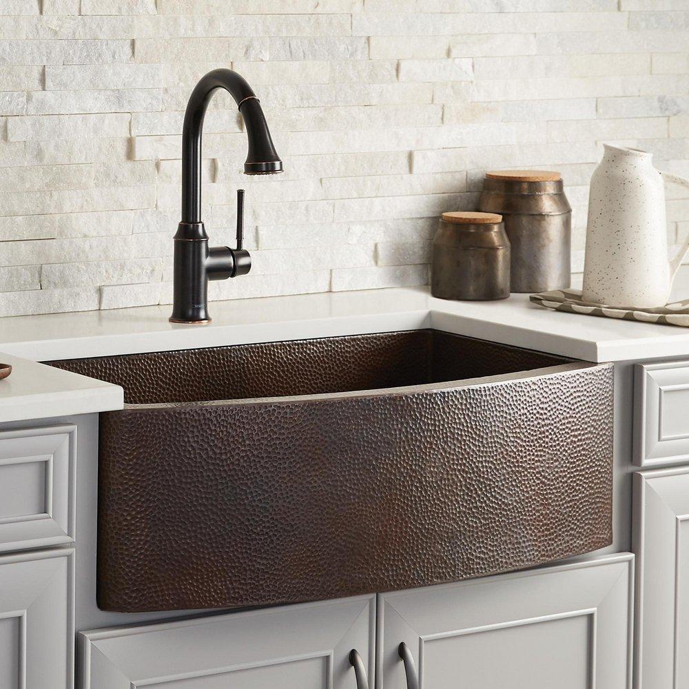 Native Trails Antique Copper 33 x 20-1/2 in. No Hole Copper 1 Bowl Farmhouse and Undermount Kitchen Sink 