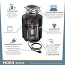 Moen Black Continuous Feed Garbage Disposal with Pre-Installed Power Cord and SoundSHIELD Technology 