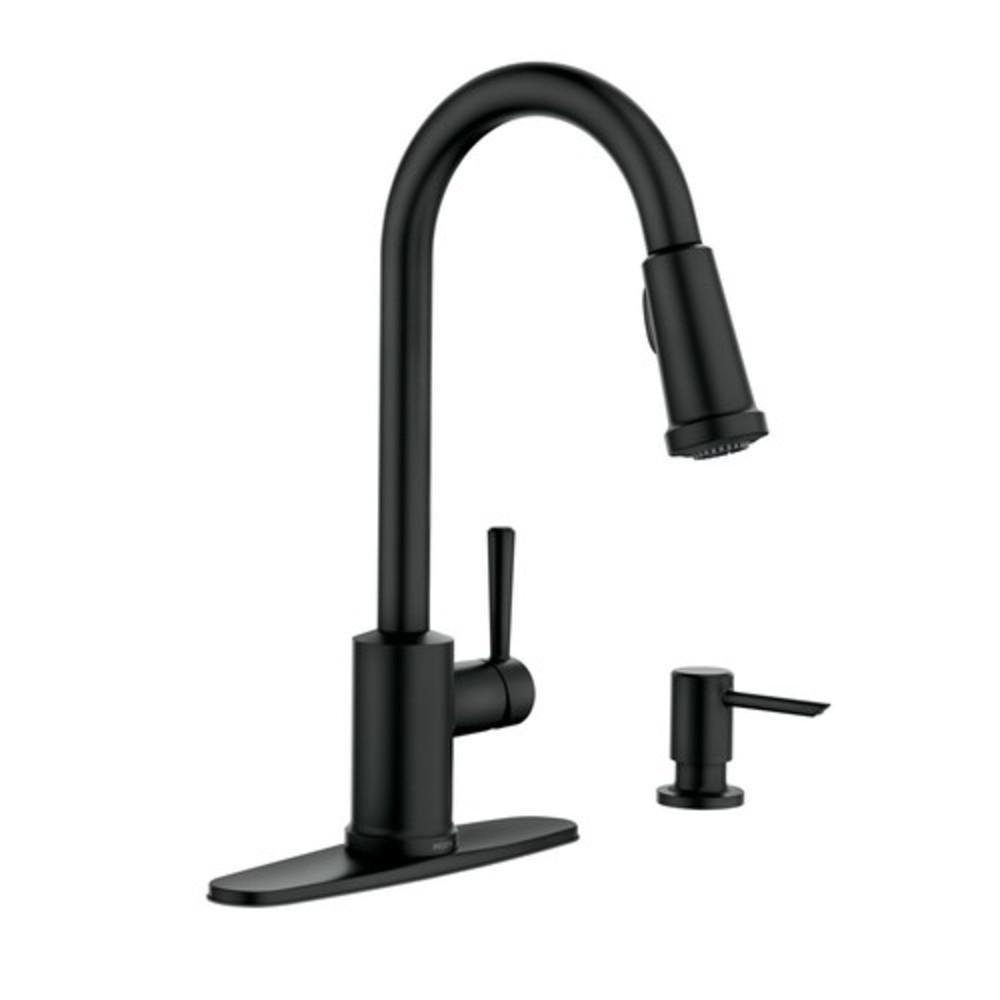 Moen Matte Black Single Handle Pull Out Kitchen Faucet 