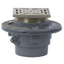 3 in. Push On Cast Iron Floor Drain with 5 in. Square Nickel Bronze Strainer