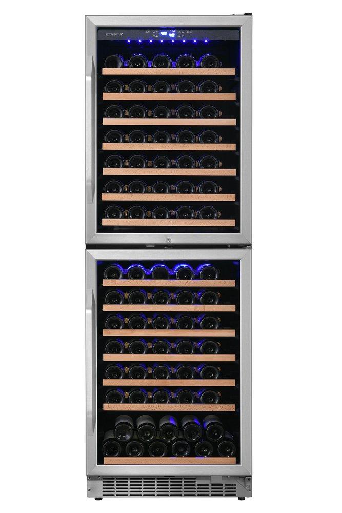 24 in. 141-Bottle Built-In Dual Zone Double Door Wine Cooler in