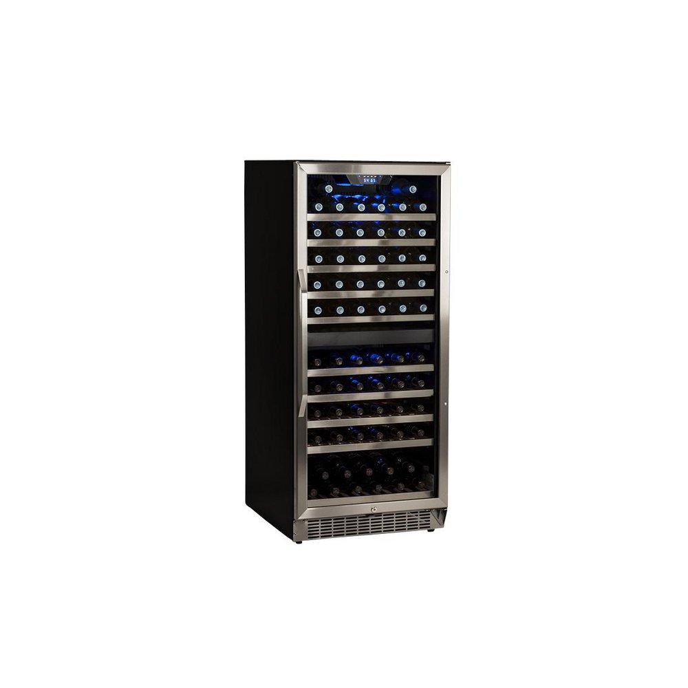 Edgestar Stainless Steel/Black 24 in. 101-Bottle Built-In Dual Zone Wine Cooler 