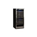 24 in. 101-Bottle Built-In Dual Zone Wine Cooler in Black with Stainless Steel