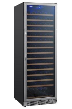 24 in. 166 Bottles Built-In Single Zone Wine Cooler in Black/Stainless Steel