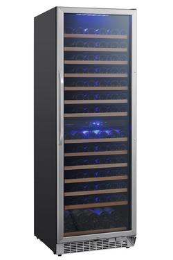 24 in. 155 Bottles Built-In Dual Zone Wine Cooler in Black/Stainless Steel