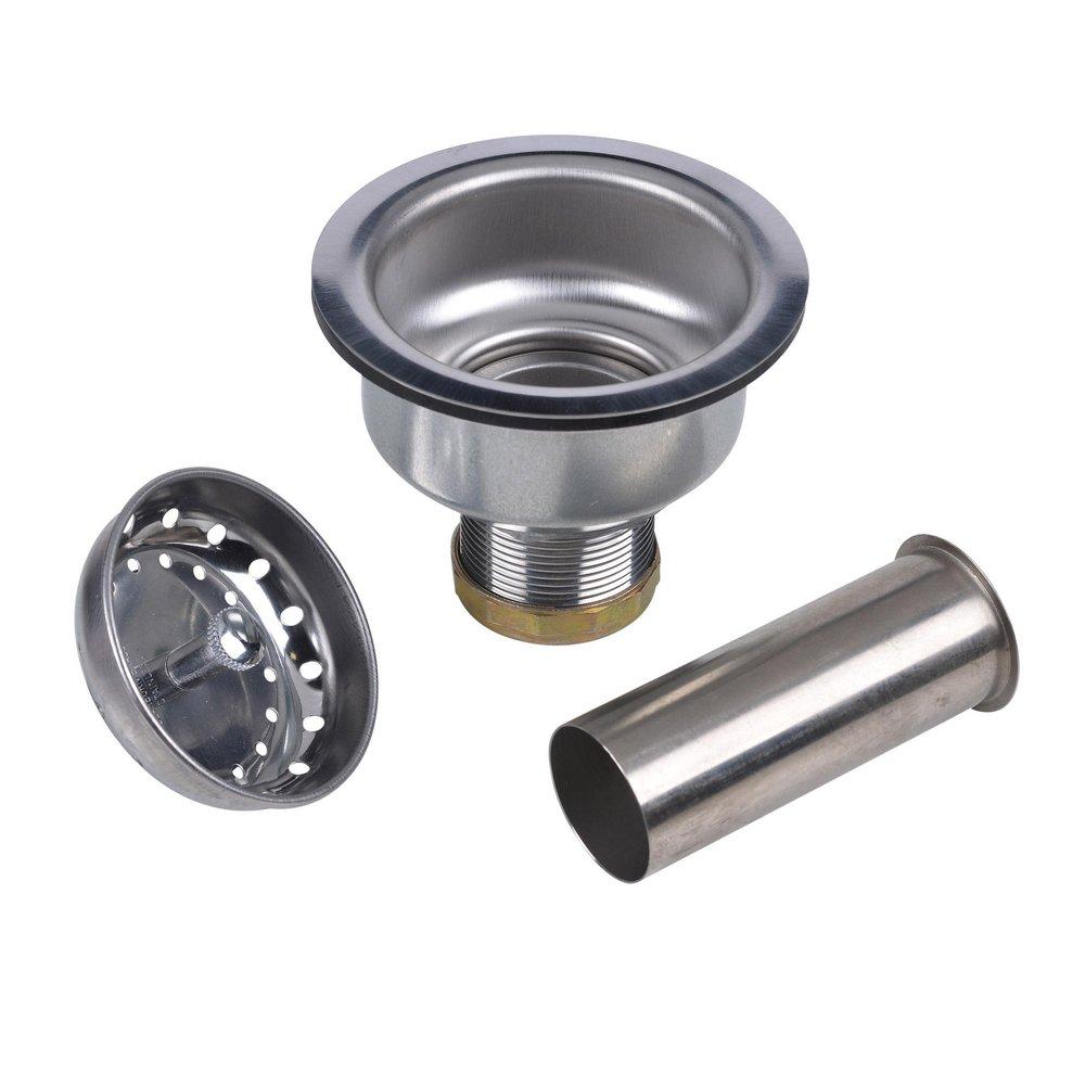 Dearborn Polished Chrome Stainless Steel Basket Strainer with Tailpiece 