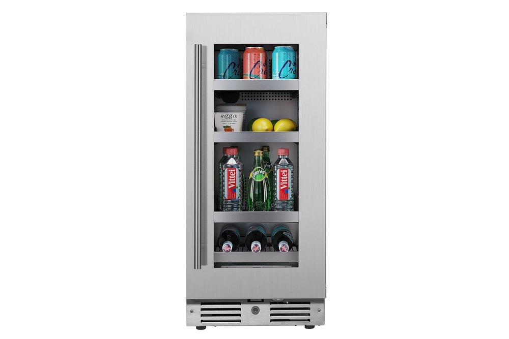 Landmark Stainless Steel 15 in. 2.89 cf Beverage Center with Right Hinge and Multi Color LED Light 