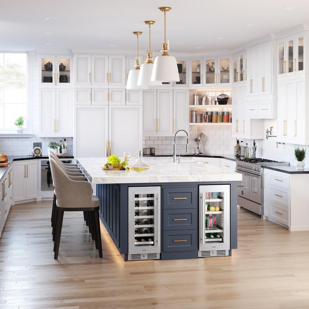 Landmark Stainless Steel 15 in. 2.89 cf Beverage Center with Right Hinge and Multi Color LED Light 