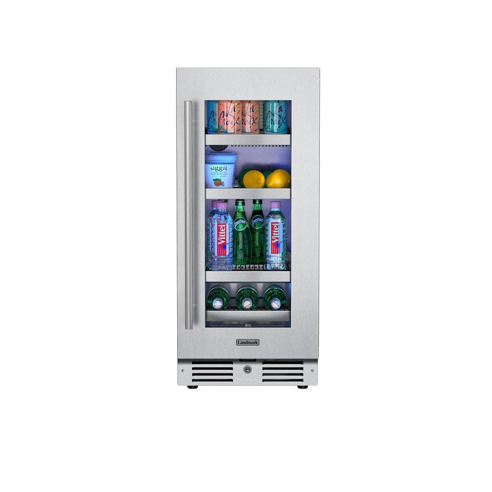 Landmark Stainless Steel 15 in. 2.89 cf Beverage Center with Right Hinge and Multi Color LED Light 