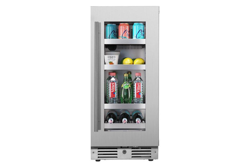 Landmark Stainless Steel 15 in. 2.89 cf Beverage Center with Right Hinge and Multi Color LED Light 