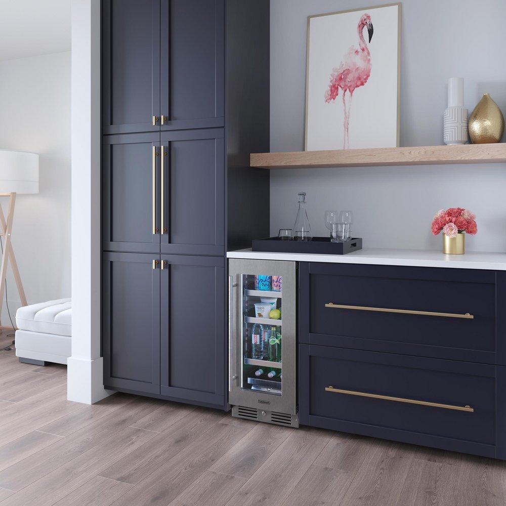 Landmark Stainless Steel 15 in. 2.89 cf Beverage Center with Right Hinge and Multi Color LED Light 