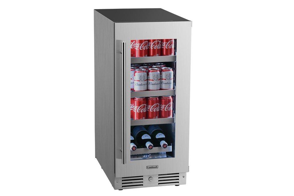 Landmark Stainless Steel 15 in. 2.89 cf Beverage Center with Right Hinge and Multi Color LED Light 