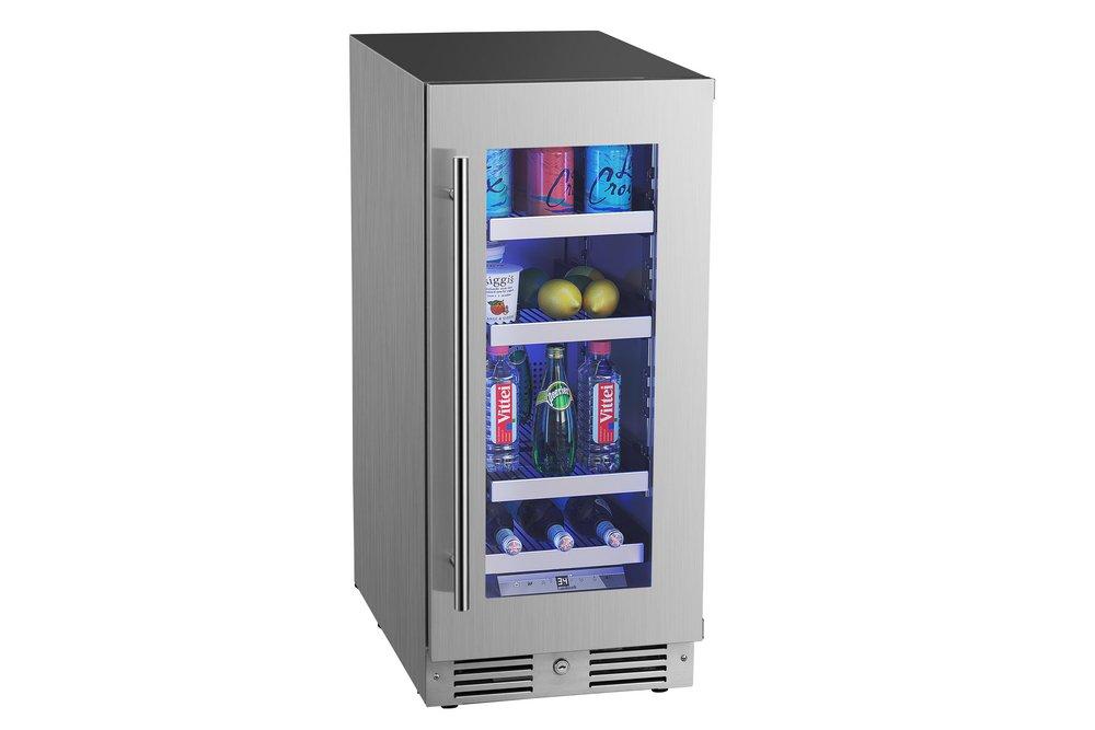 Landmark Stainless Steel 15 in. 2.89 cf Beverage Center with Right Hinge and Multi Color LED Light 