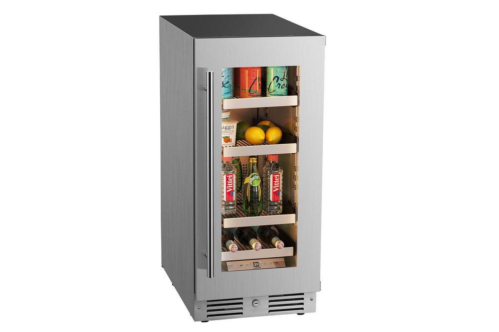Landmark Stainless Steel 15 in. 2.89 cf Beverage Center with Right Hinge and Multi Color LED Light 