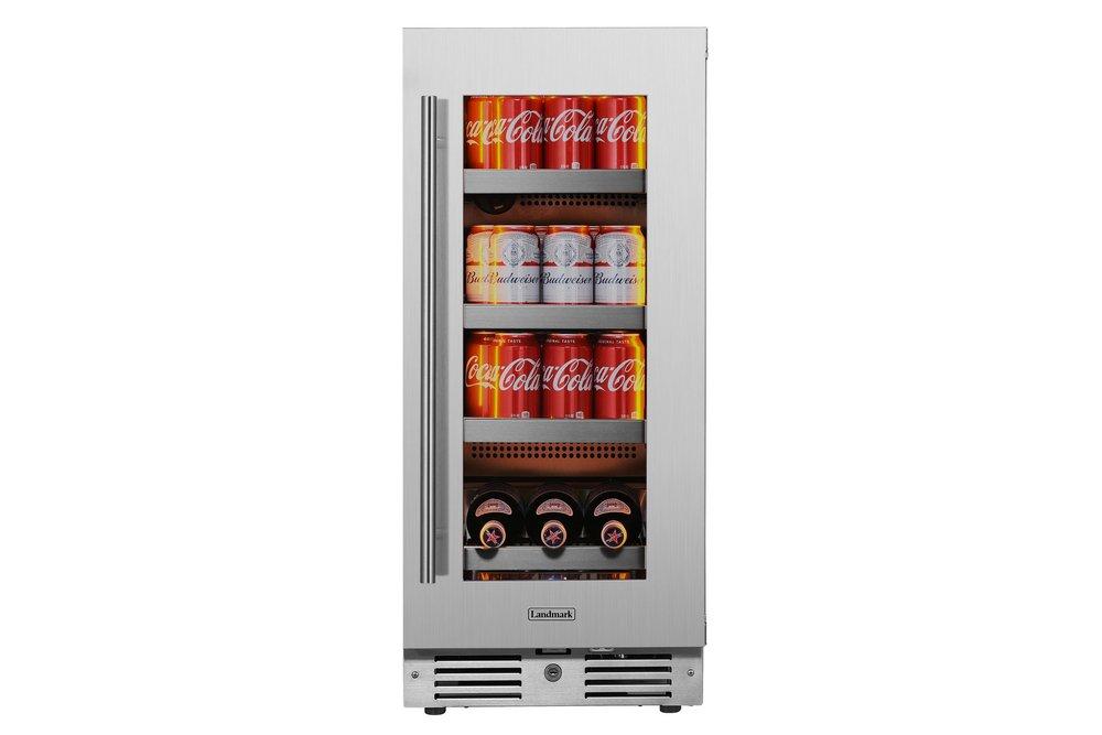 Landmark Stainless Steel 15 in. 2.89 cf Beverage Center with Right Hinge and Multi Color LED Light 
