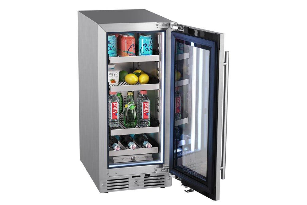 Landmark Stainless Steel 15 in. 2.89 cf Beverage Center with Right Hinge and Multi Color LED Light 