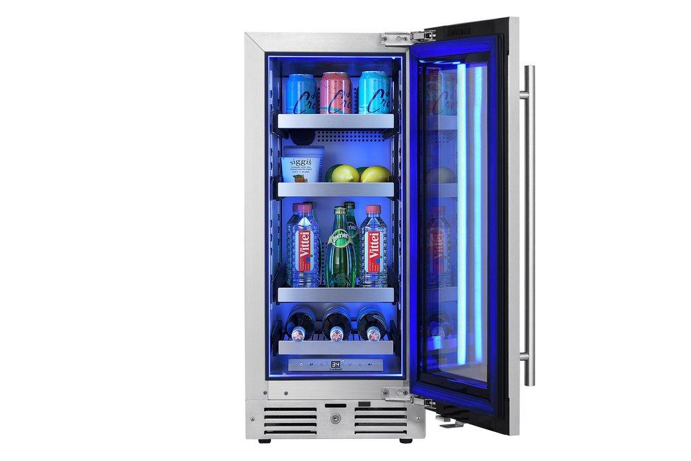 Landmark Stainless Steel 15 in. 2.89 cf Beverage Center with Right Hinge and Multi Color LED Light 