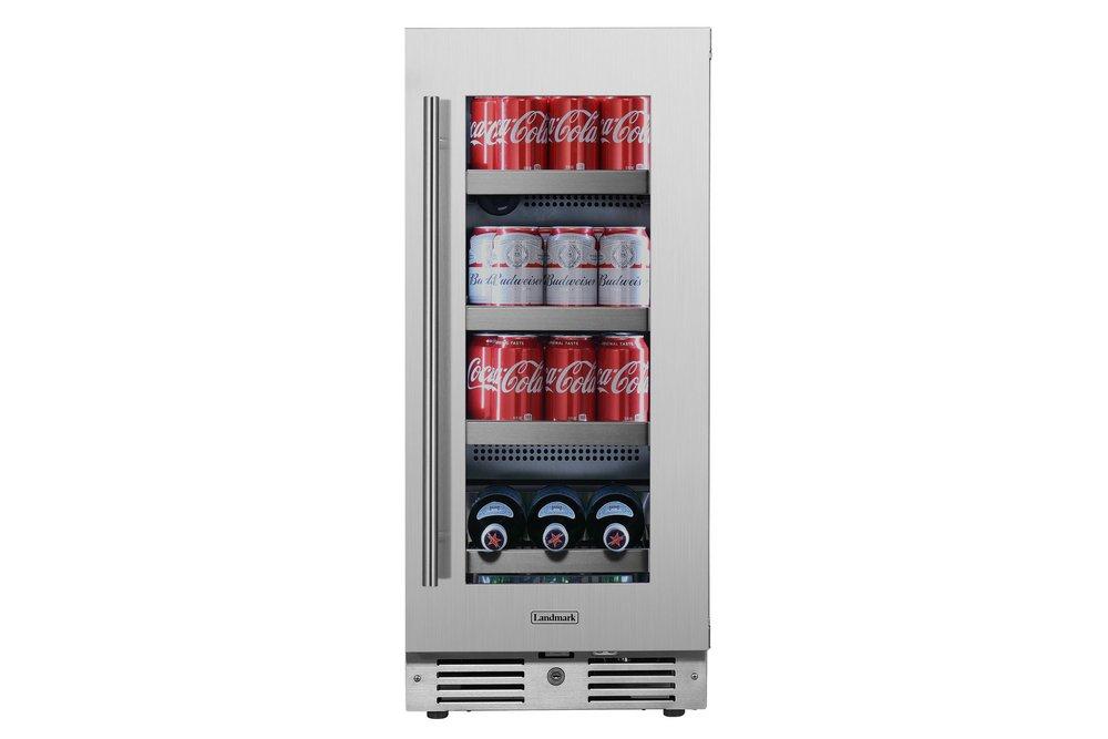 Landmark Stainless Steel 15 in. 2.89 cf Beverage Center with Right Hinge and Multi Color LED Light 