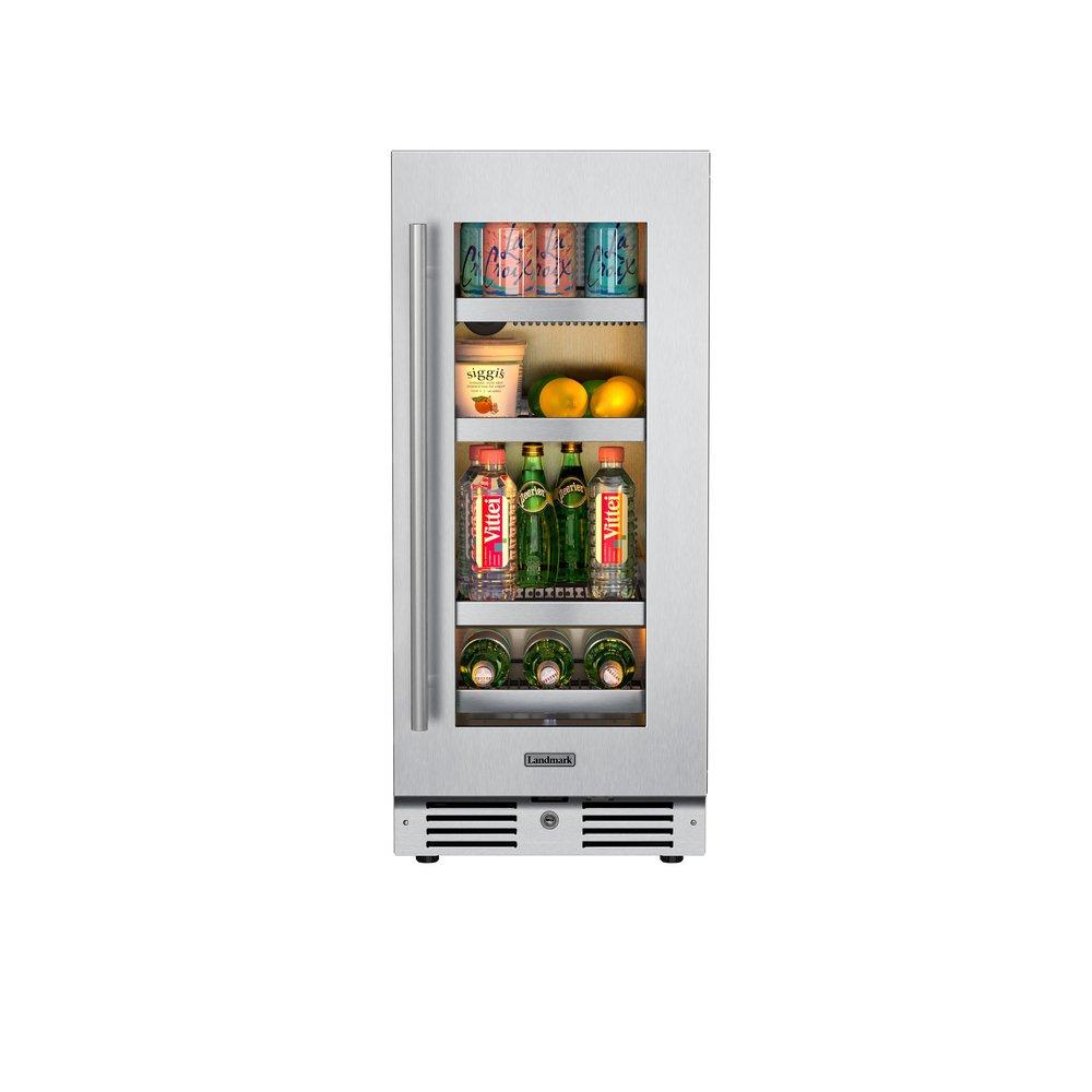 Landmark Stainless Steel 15 in. 2.89 cf Beverage Center with Right Hinge and Multi Color LED Light 