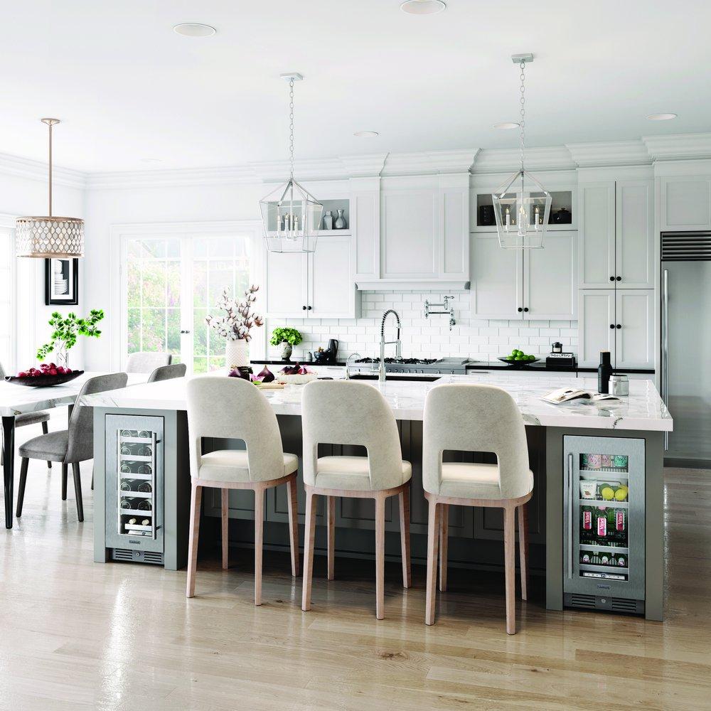 Landmark Stainless Steel 15 in. 2.89 cf Beverage Center with Right Hinge and Multi Color LED Light 