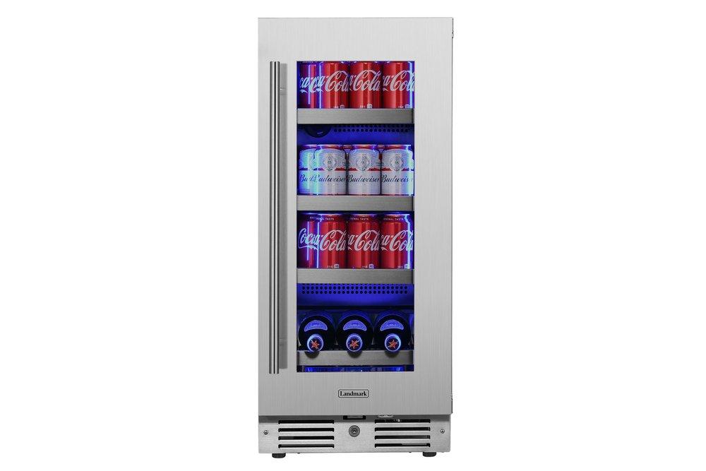 Landmark Stainless Steel 15 in. 2.89 cf Beverage Center with Right Hinge and Multi Color LED Light 