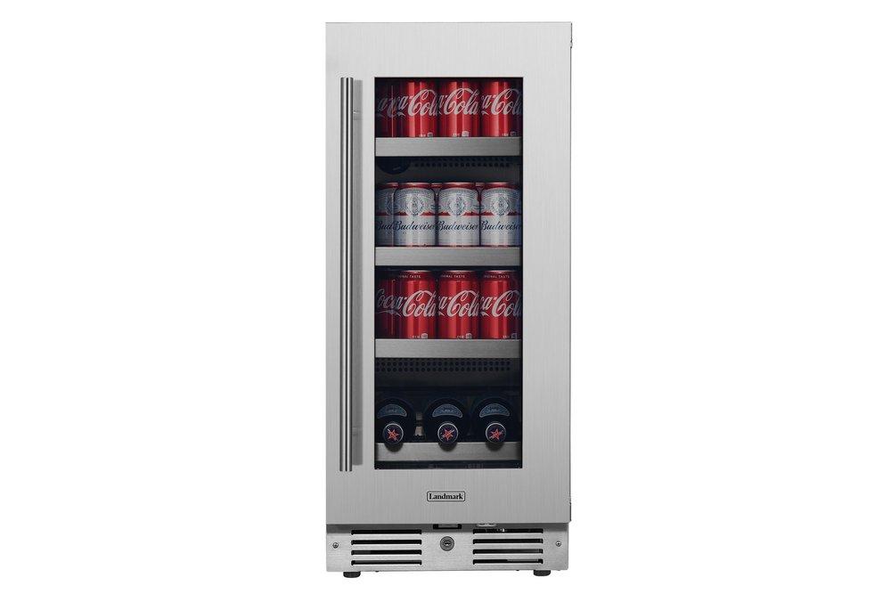 Landmark Stainless Steel 15 in. 2.89 cf Beverage Center with Right Hinge and Multi Color LED Light 