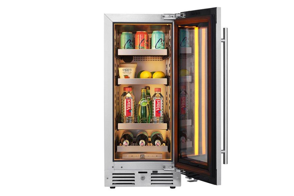 Landmark Stainless Steel 15 in. 2.89 cf Beverage Center with Right Hinge and Multi Color LED Light 
