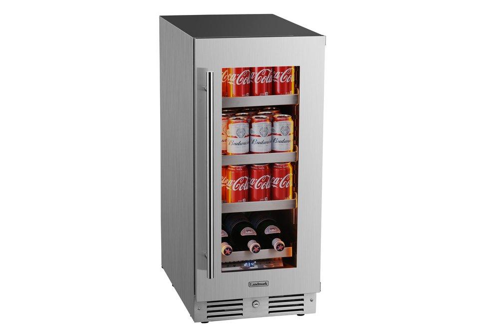 Landmark Stainless Steel 15 in. 2.89 cf Beverage Center with Right Hinge and Multi Color LED Light 