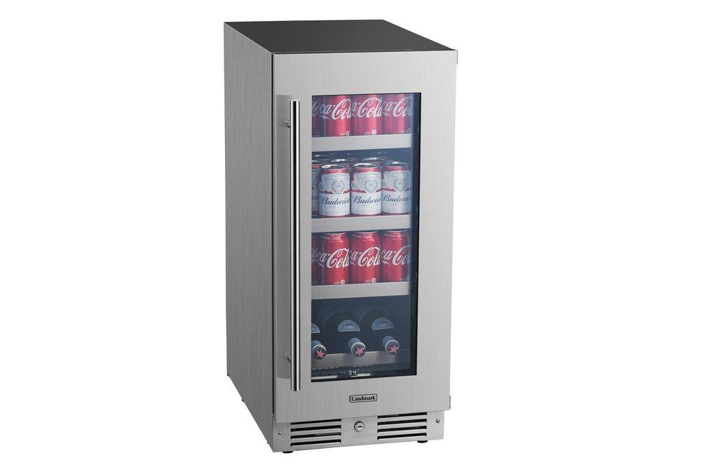Landmark Stainless Steel 15 in. 2.89 cf Beverage Center with Right Hinge and Multi Color LED Light 