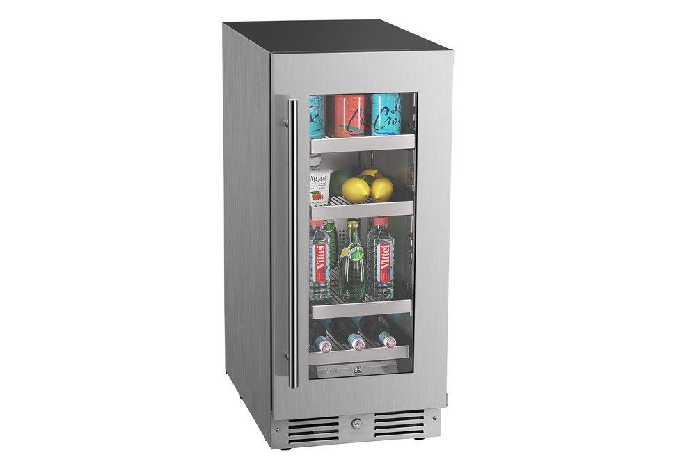 Landmark Stainless Steel 15 in. 2.89 cf Beverage Center with Right Hinge and Multi Color LED Light 