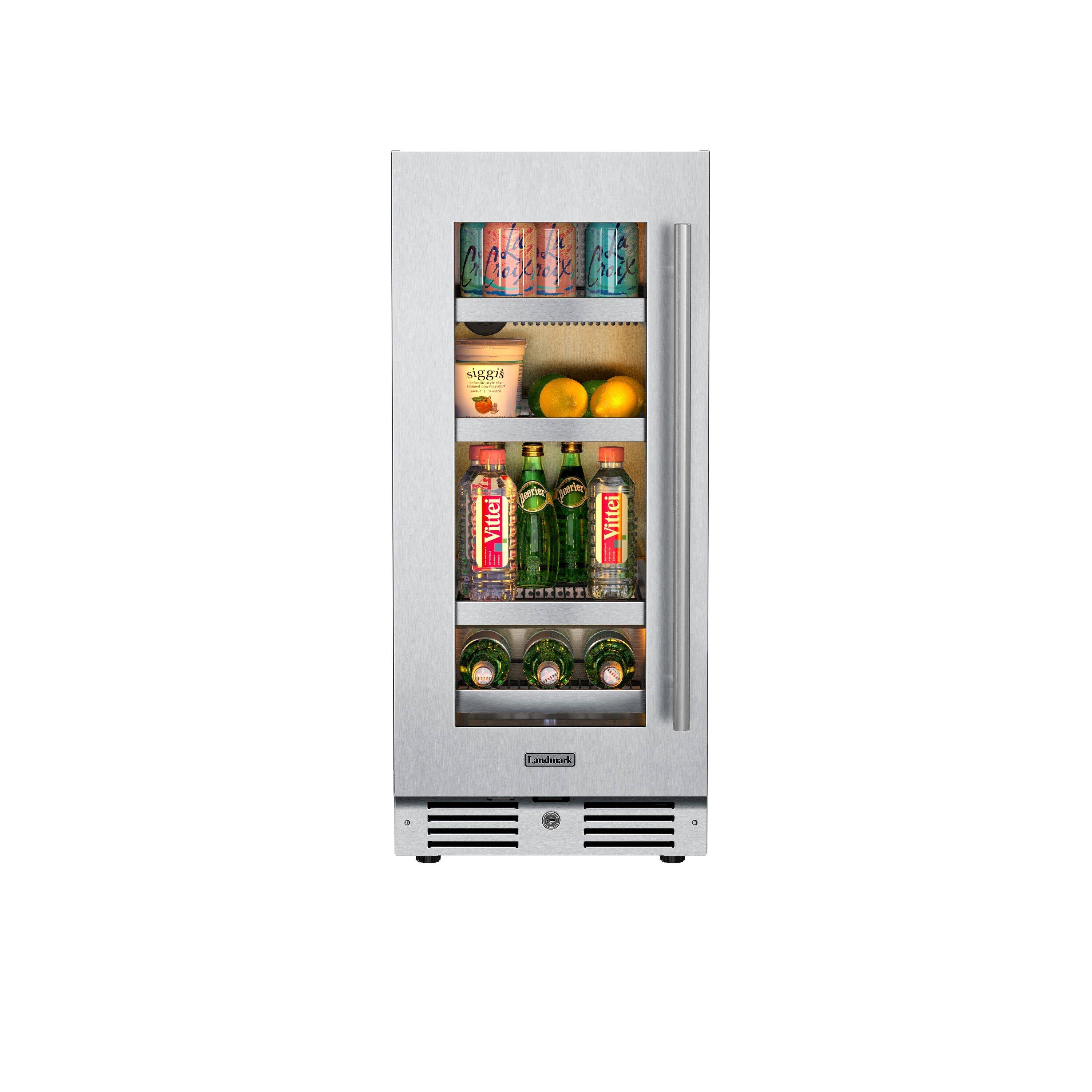 Landmark Stainless Steel 15 in. 1.5A 2.89 cf Beverage Center with Left Hinge 