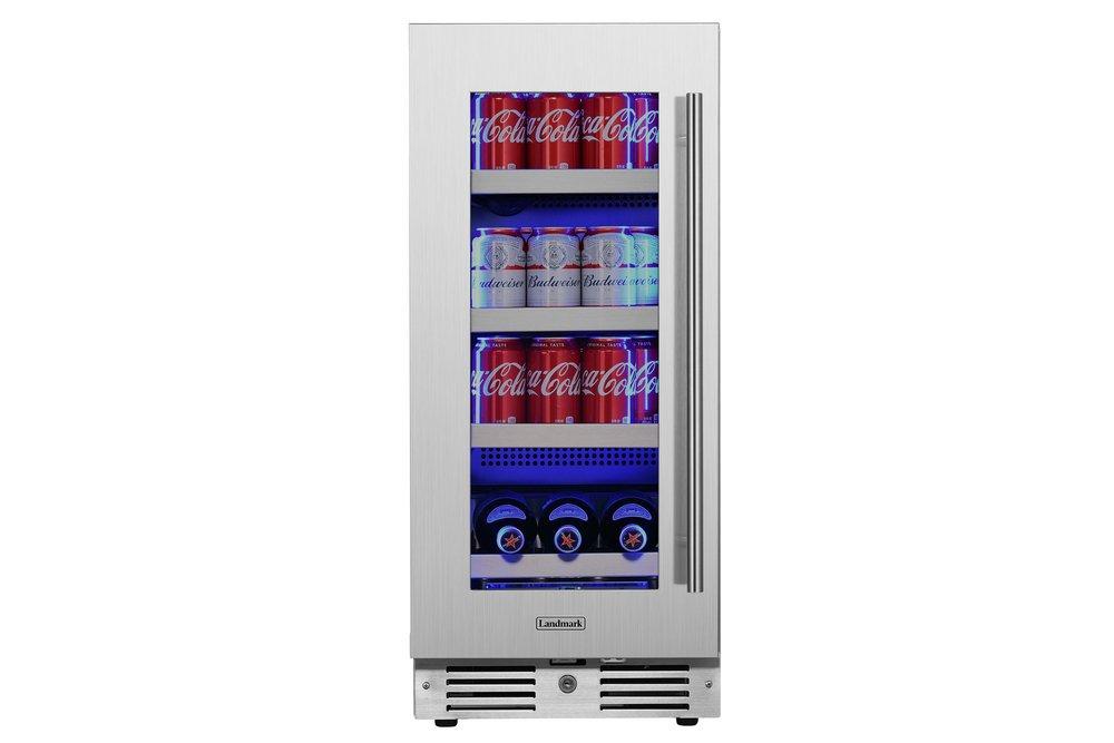 Landmark Stainless Steel 15 in. 2.89 cf Beverage Center with Left Hinge and Multi Color LED Light 