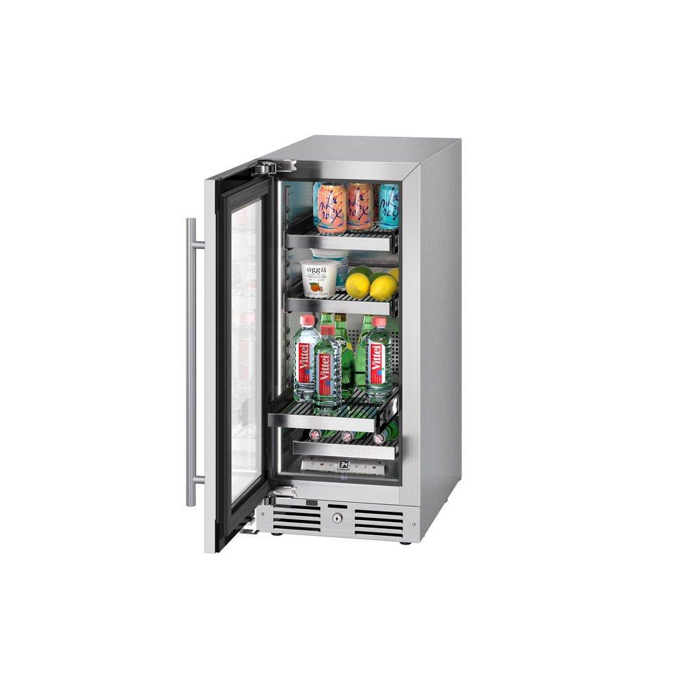 Landmark Stainless Steel 15 in. 2.89 cf Beverage Center with Left Hinge and Multi Color LED Light 