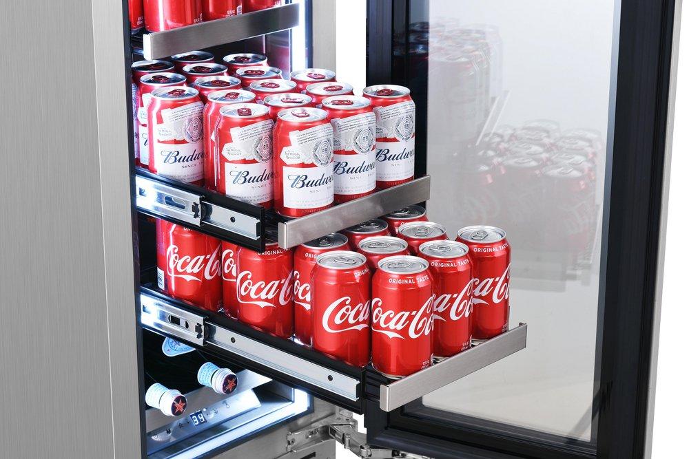 Landmark Stainless Steel 15 in. 2.89 cf Beverage Center with Left Hinge and Multi Color LED Light 