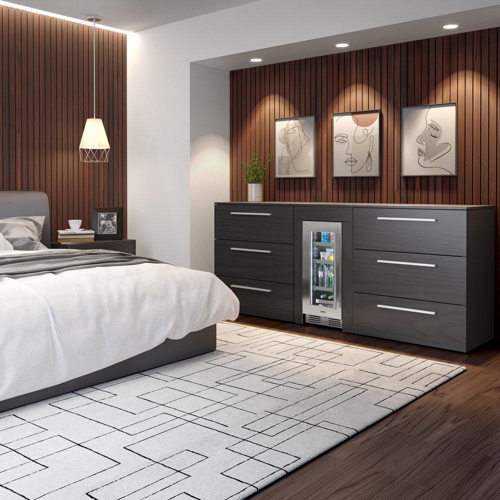 Landmark Stainless Steel 15 in. 2.89 cf Beverage Center with Left Hinge and Multi Color LED Light 