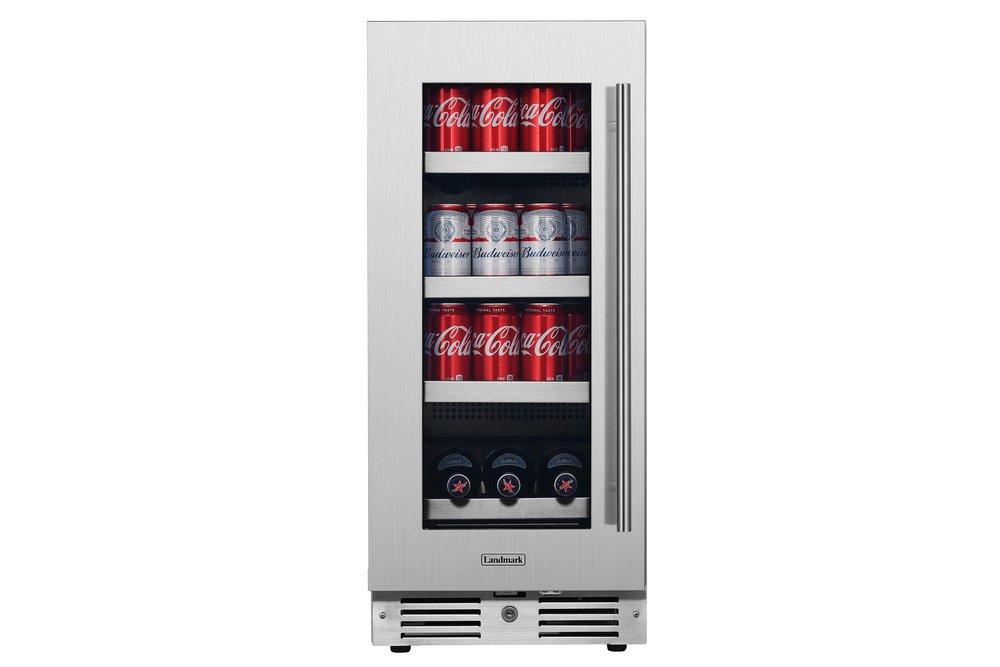 Landmark Stainless Steel 15 in. 2.89 cf Beverage Center with Left Hinge and Multi Color LED Light 