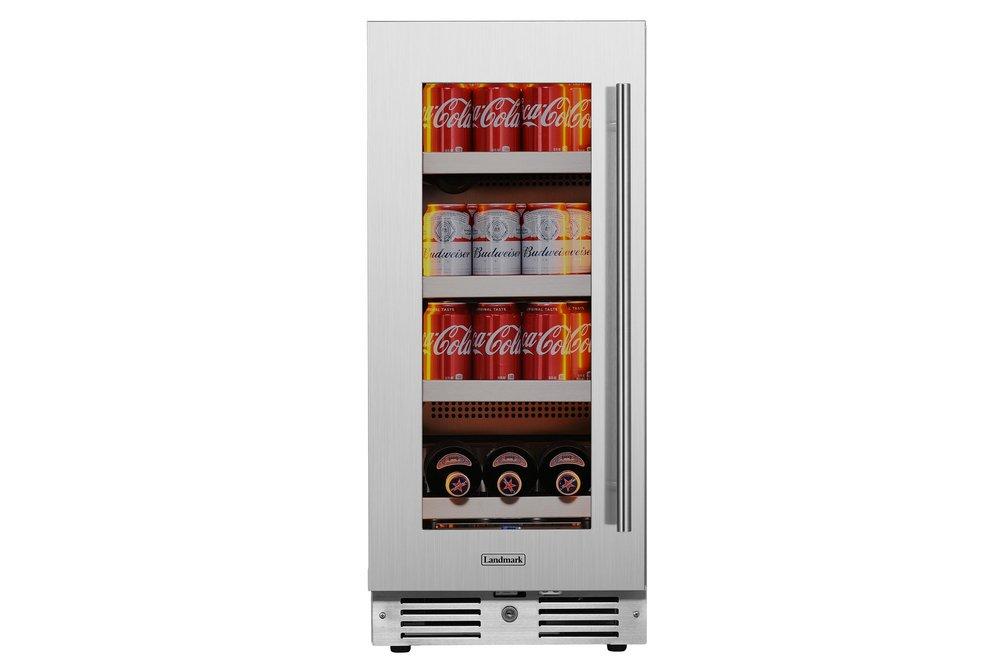 Landmark Stainless Steel 15 in. 2.89 cf Beverage Center with Left Hinge and Multi Color LED Light 