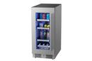 Landmark Stainless Steel 15 in. 2.89 cf Beverage Center with Left Hinge and Multi Color LED Light 