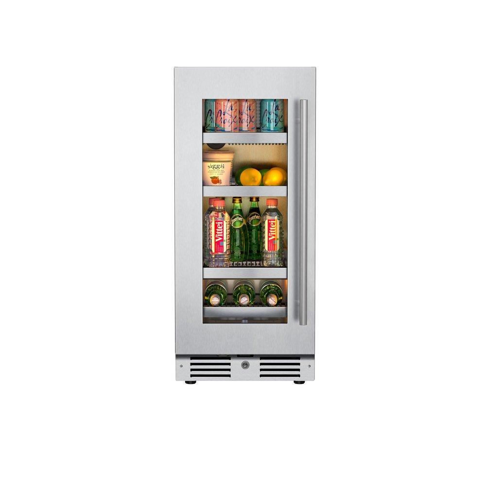 Landmark Stainless Steel 15 in. 2.89 cf Beverage Center with Left Hinge and Multi Color LED Light 