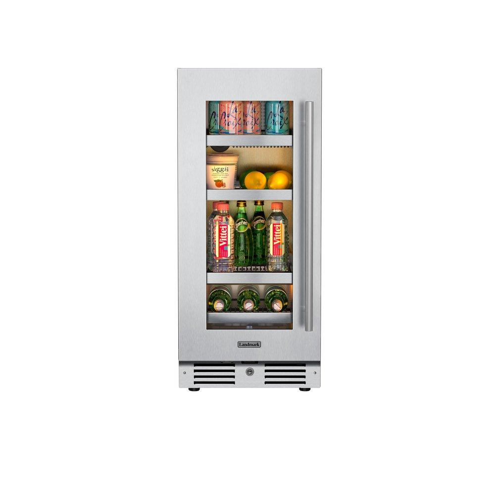 Landmark Stainless Steel 15 in. 2.89 cf Beverage Center with Left Hinge and Multi Color LED Light 