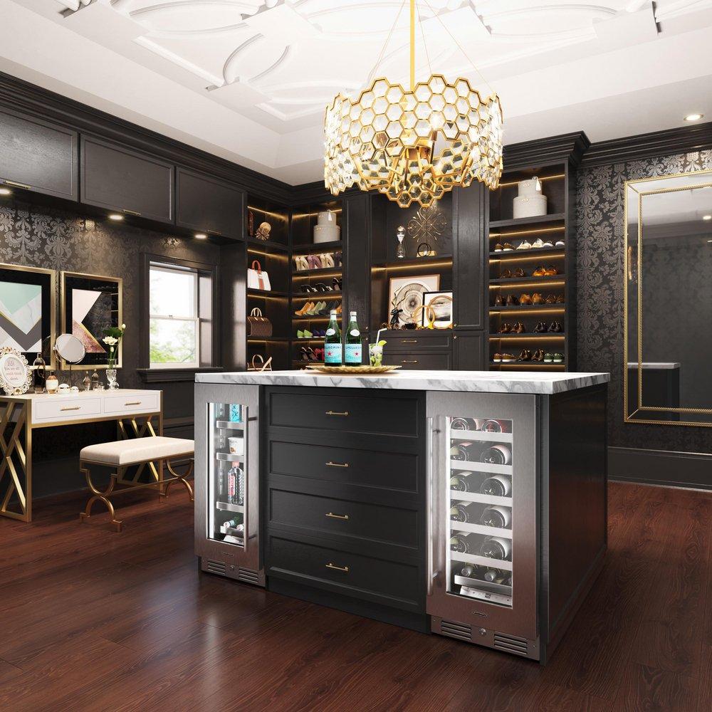 Landmark Stainless Steel 15 in. 2.89 cf Beverage Center with Left Hinge and Multi Color LED Light 