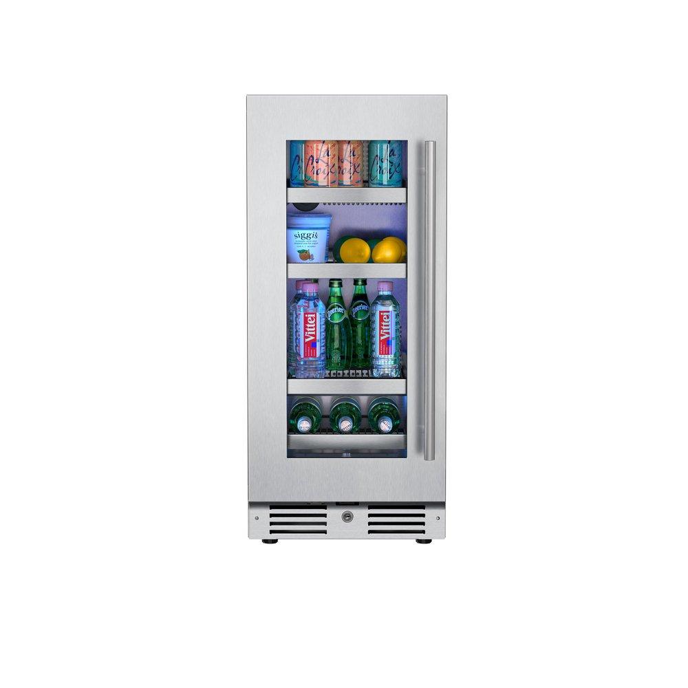 Landmark Stainless Steel 15 in. 2.89 cf Beverage Center with Left Hinge and Multi Color LED Light 