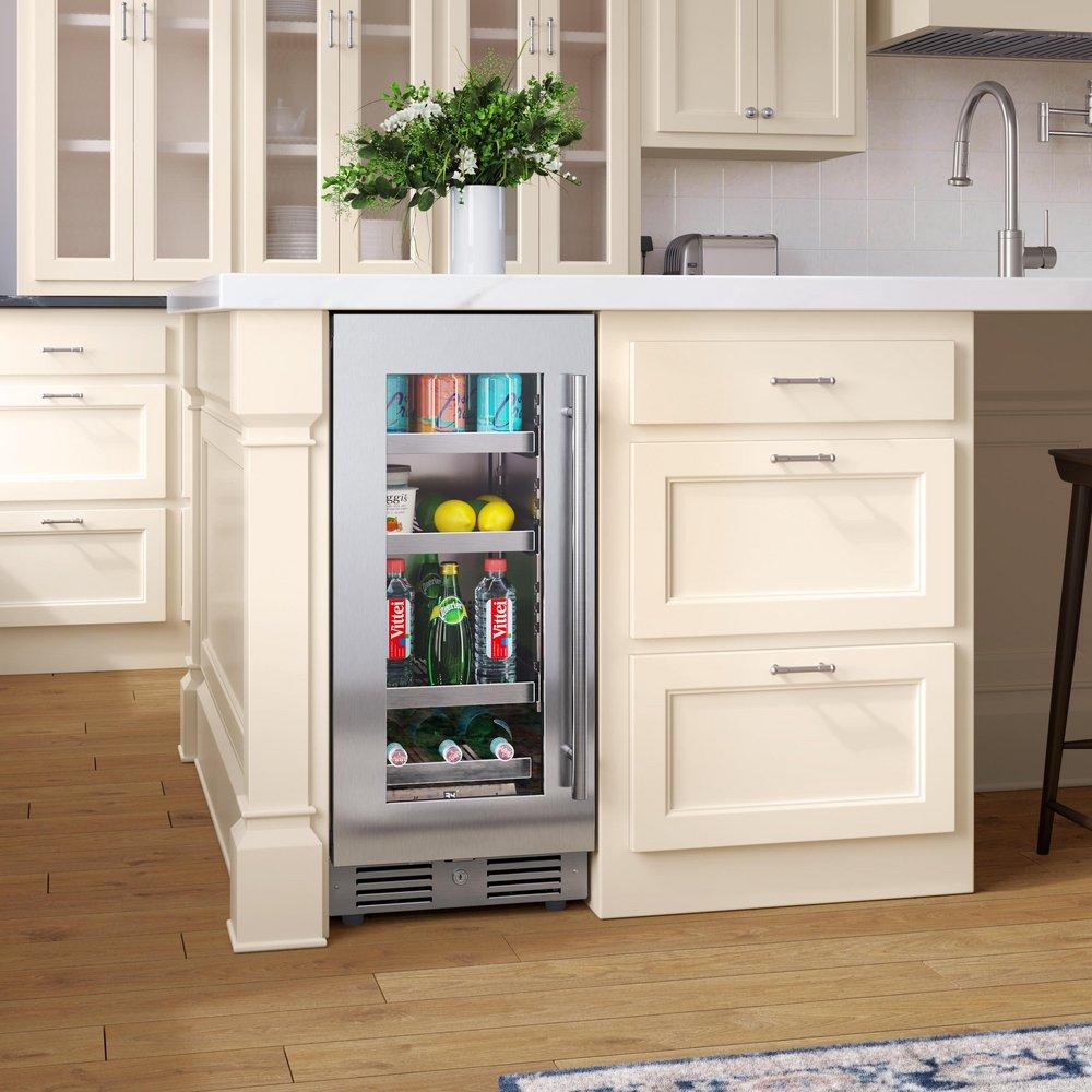 Landmark Stainless Steel 15 in. 2.89 cf Beverage Center with Left Hinge and Multi Color LED Light 