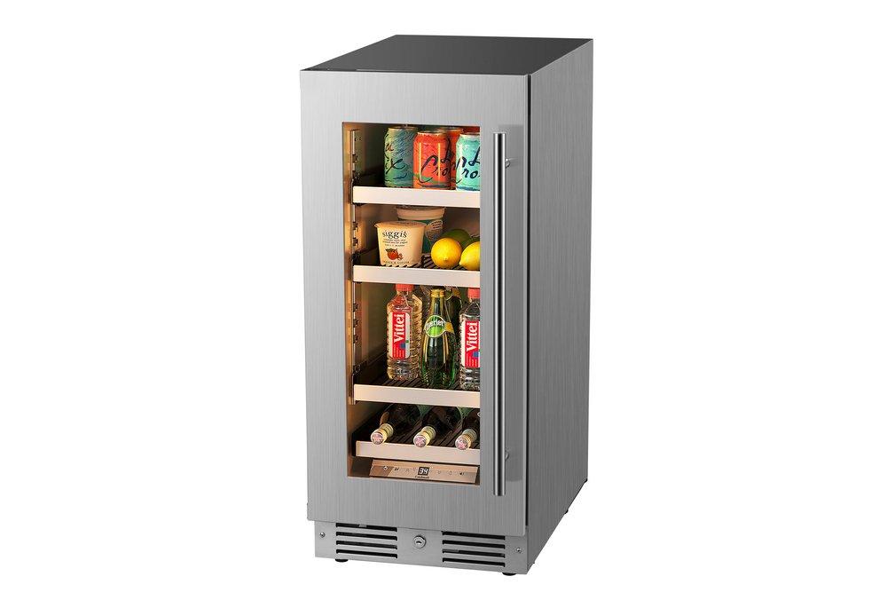 Landmark Stainless Steel 15 in. 2.89 cf Beverage Center with Left Hinge and Multi Color LED Light 