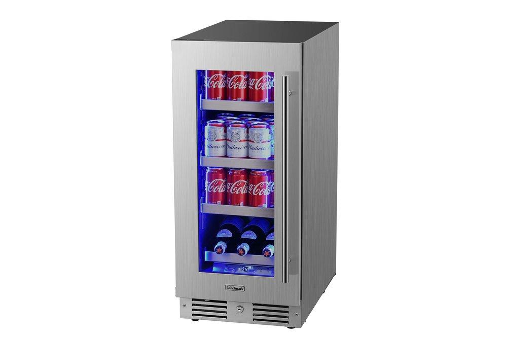Landmark Stainless Steel 15 in. 1.5A 2.89 cf Beverage Center with Left Hinge 