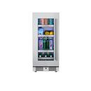 Landmark Stainless Steel 15 in. 2.89 cf Beverage Center with Left Hinge and Multi Color LED Light 