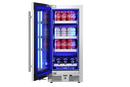 Landmark Stainless Steel 15 in. 2.89 cf Beverage Center with Left Hinge and Multi Color LED Light 