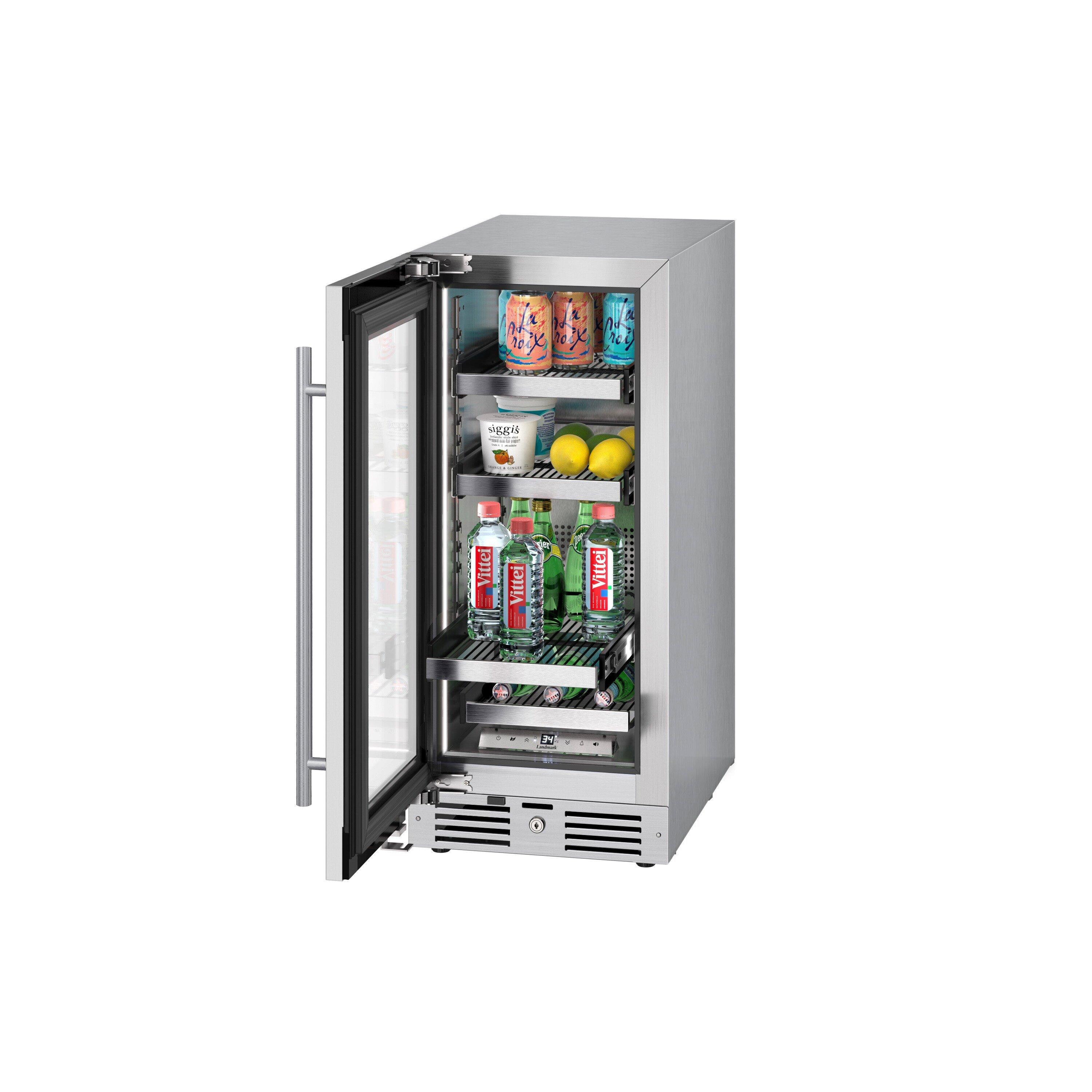 Landmark Stainless Steel 15 in. 1.5A 2.89 cf Beverage Center with Left Hinge 